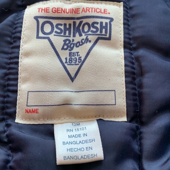 Nice navy Osh Kosh B’gosh unisex baby winter overalls. Like new - worn once. - Picture 3 of 3
